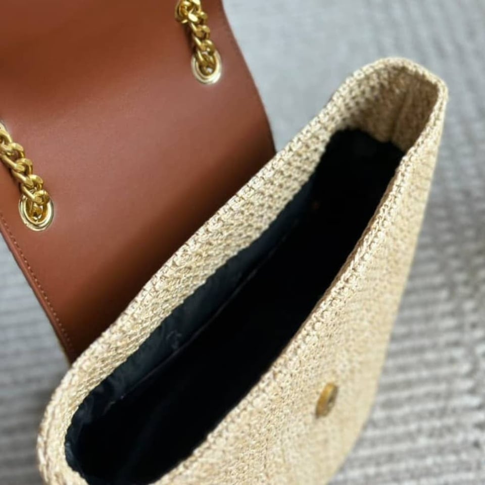 Saint Laurent Mini Manon In Raffia And Aged Vegetable Tanned Leather Naturel 23Cm view 4