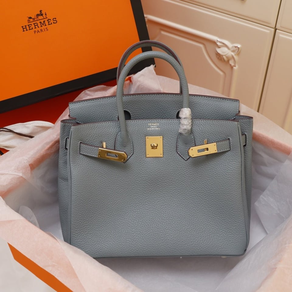 Hermes Birkin Bag 30 Tempered Gray Togo Gold Hardware view 3