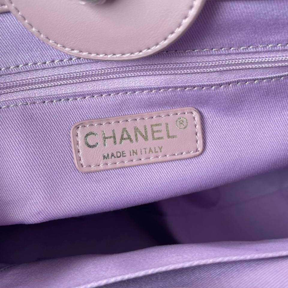 Chanel Shopping Bag 34Cm Pink Purple Calfskin Silver Hardware view 9
