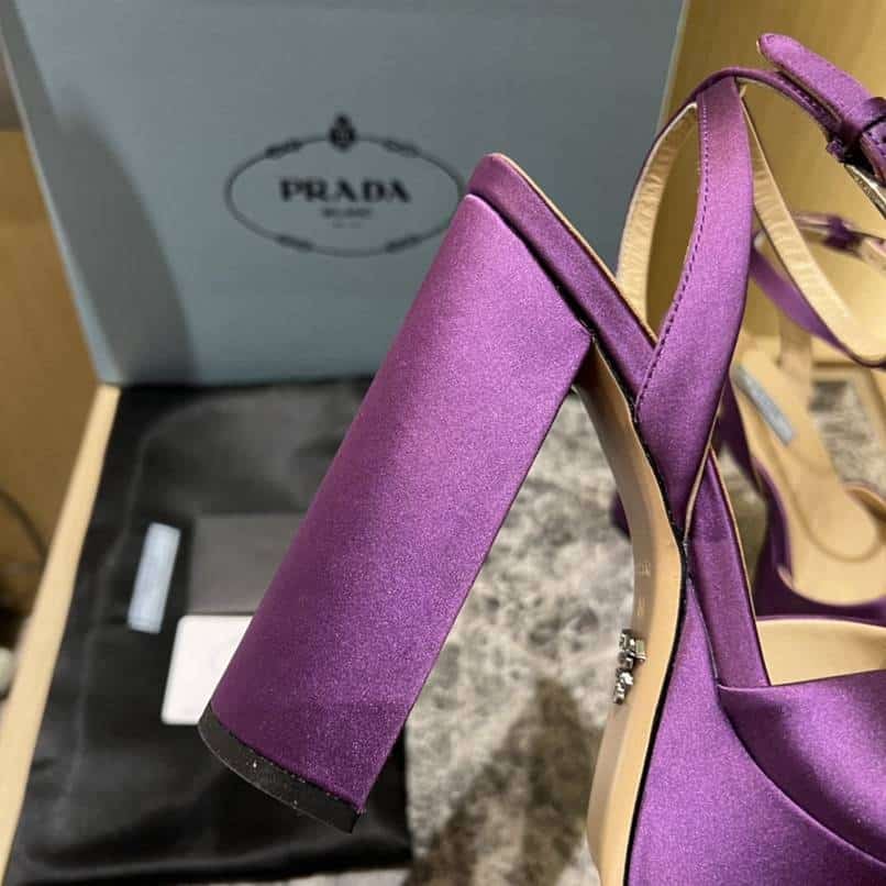 Prada High-Heeled Satin Sandals Violet 1Xp48B049F0030F135 view 8