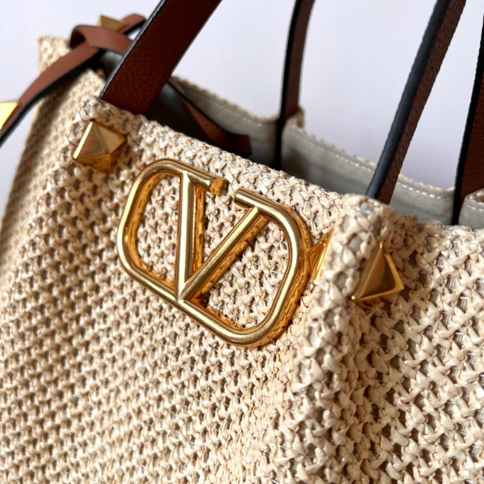 Valentino Garavani Summer Woven Natural Brown Leather Tote Bag 35cm/13.8in view 10