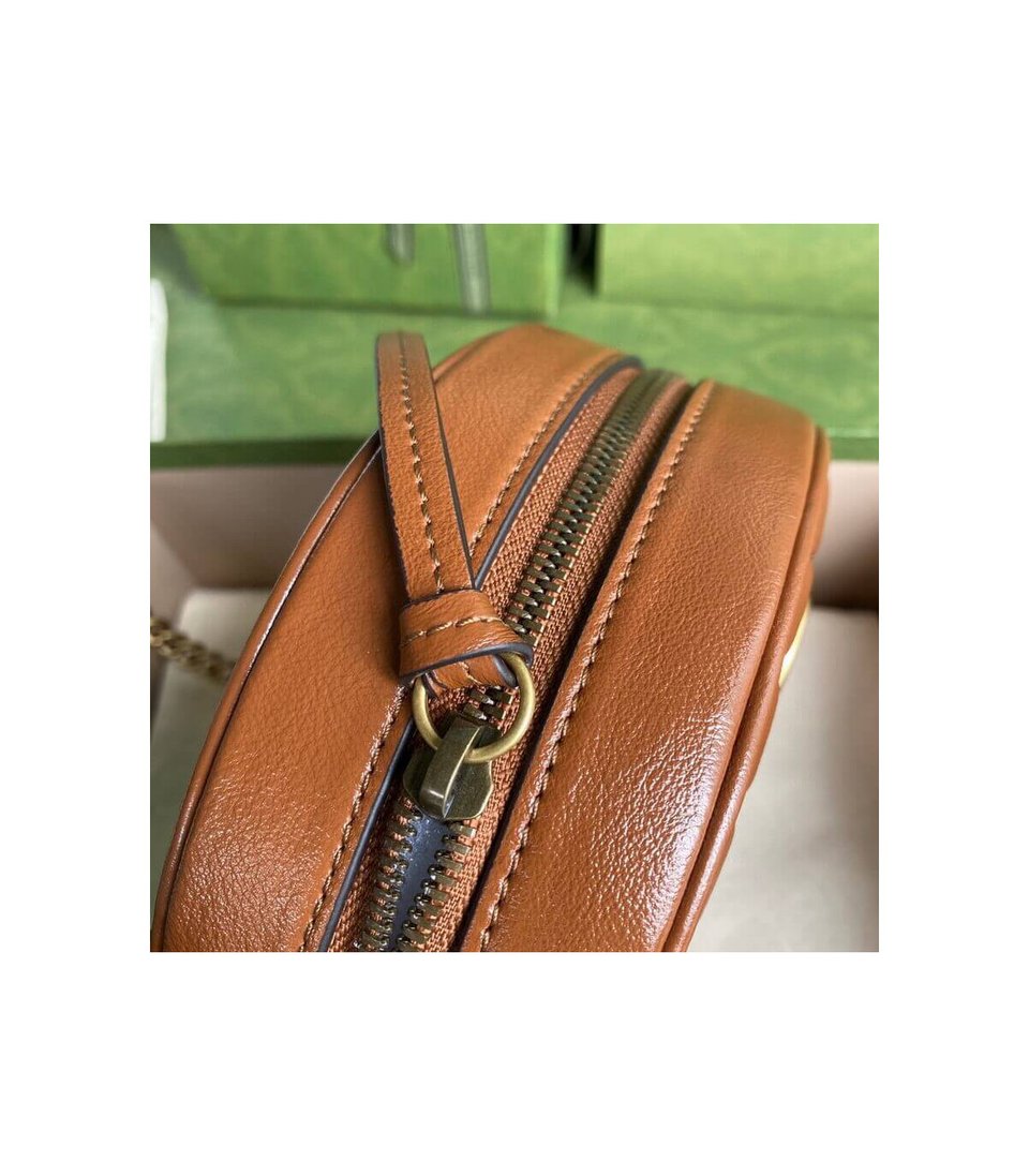 Gucci GG Marmont Mini Round Shoulder Bag Brown view 8