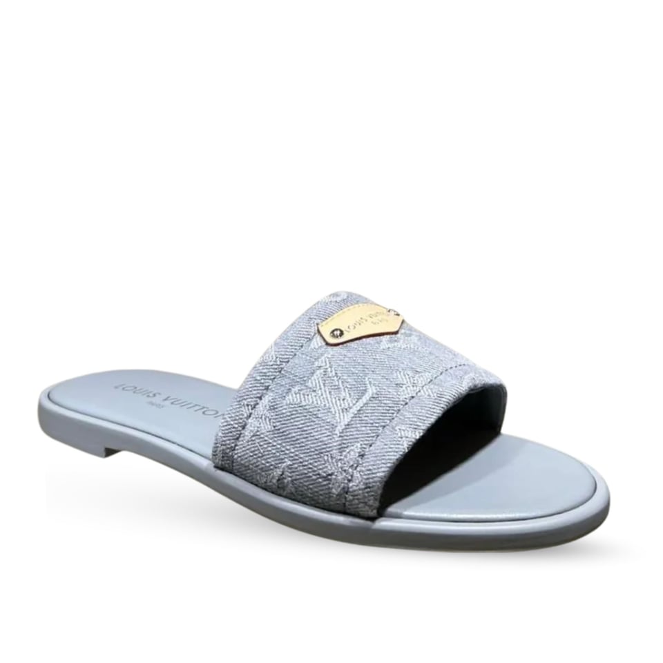 Louis Vuitton Lily Flat Mule Gray 1Agxaa view 2