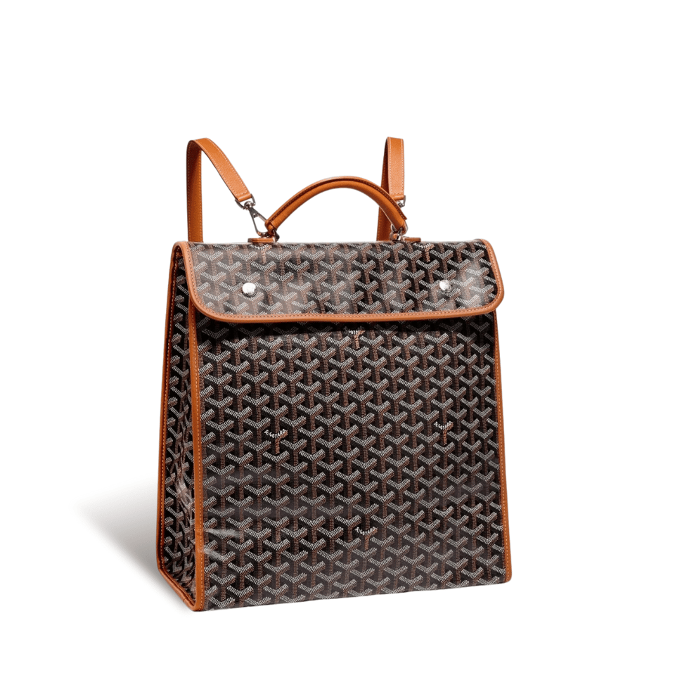 Goyard Leger Backpack 37 Cm Black Goyardine Canvas With Tan Calfskin Trim view 2