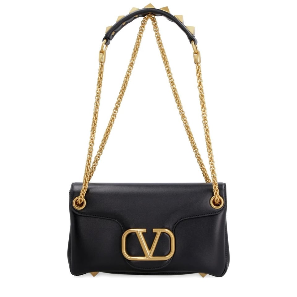 Valentino Garavani Stud Sign Nappa Shoulder Bag Black 28cm view 4