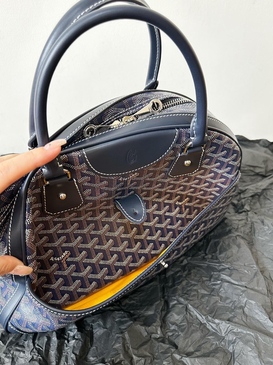 Goyard Goya Bowling Ball Medium Navy Blue Canvas 35cm view 8