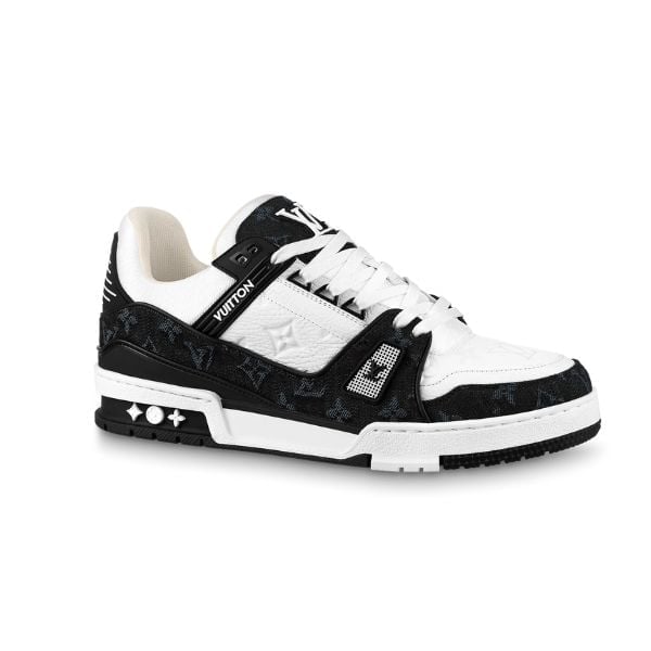 Louis Vuitton Trainer Sneakers Black And White 1A9Jgb view 2
