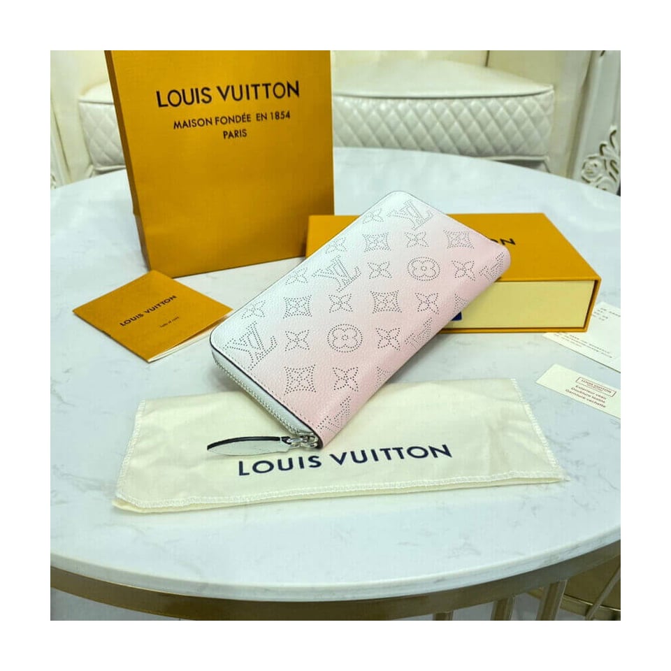 Louis Vuitton Zippy Wallet in Pink Gradient Mahina Perforated Leather view 5