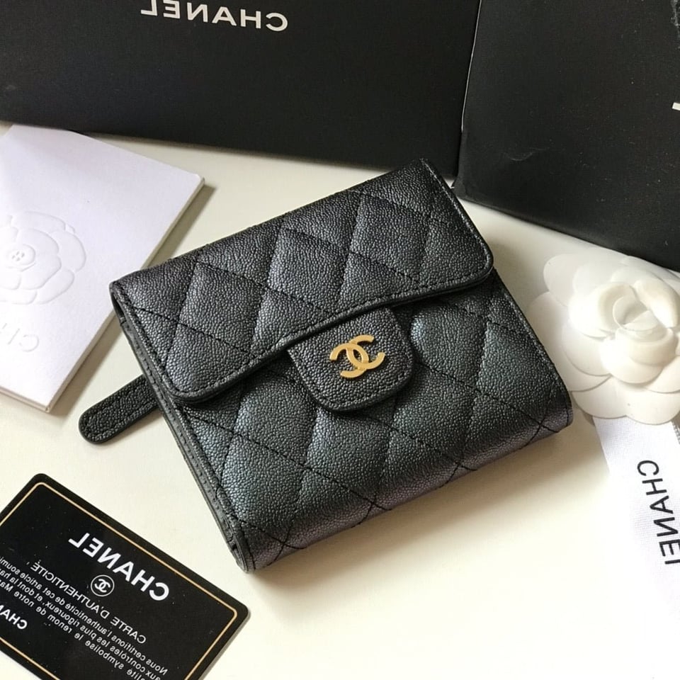 Chanel Flap Card Holder 11.5 Black Grained Calfskin Gold Icon view 2