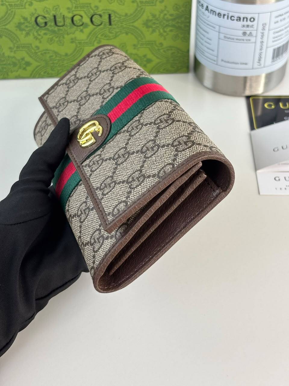 Gucci Ophidia Continental Wallet 19cm/7.5in Beige And Dark Brown 838485 view 4