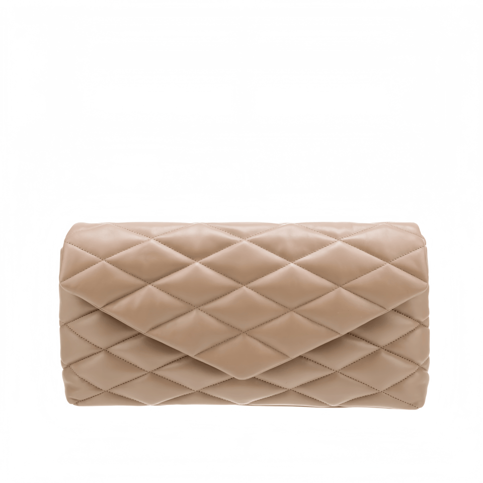Saint Laurent Sade Puffy Leather Envelope Clutch Bag Beige view 2