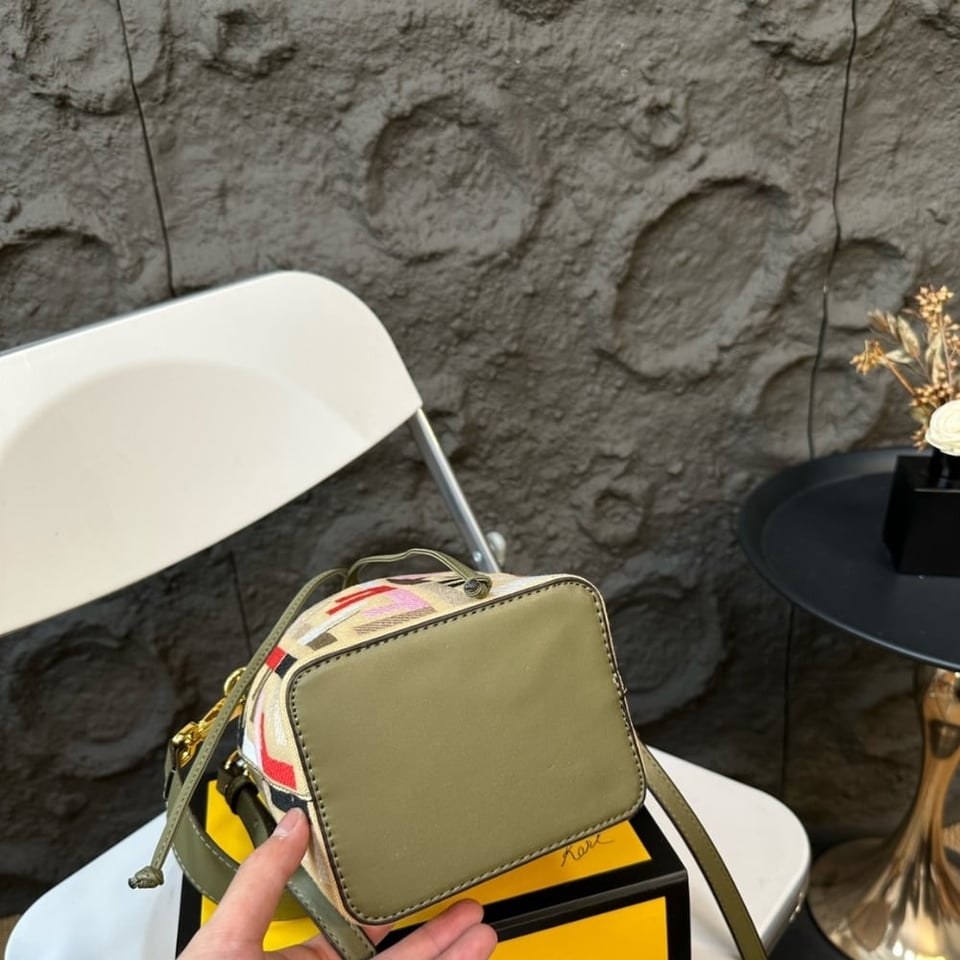 Fendi Mon Tresor Canvas Mini Bag With Ff Embroidery Multicolour 14Cm view 8