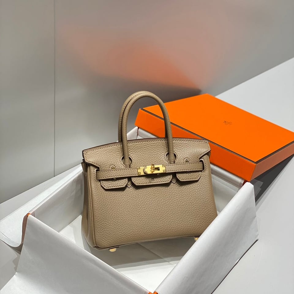 Hermes Birkin 20Cm Gris Tourterelle Togo Leather Gold Hardware view 2