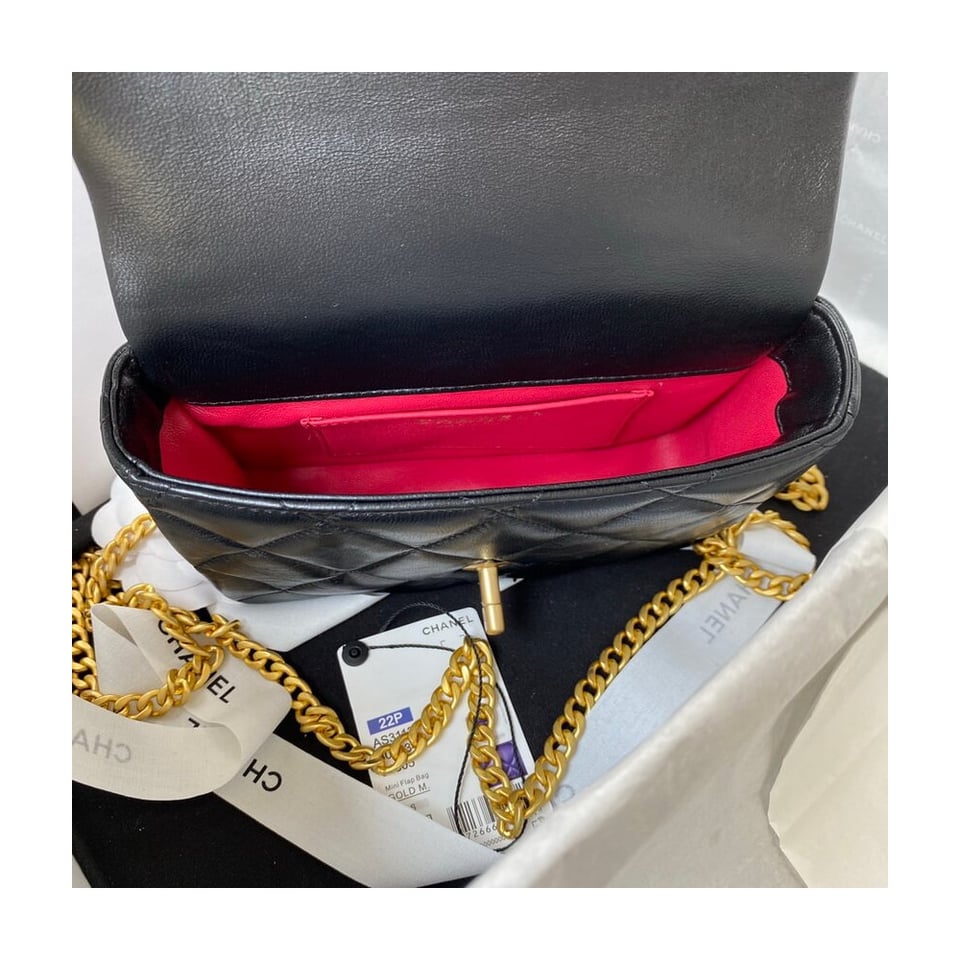 Chanel Mini Flap Bag in Lambskin with Enamel CC view 10