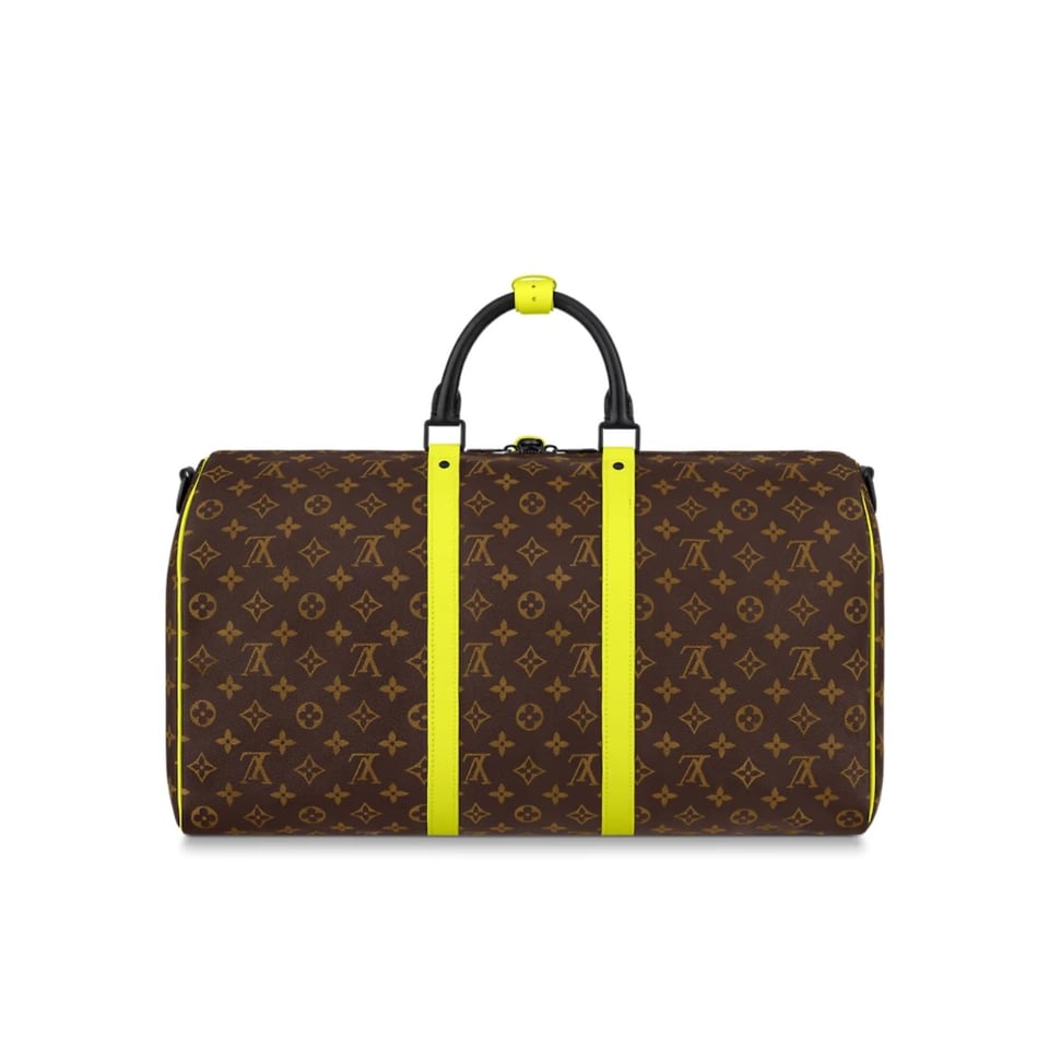 Louis Vuitton Keepall Bandouli Re 50 Brown And Chartreuse Macassar Canvas M45866 view 2