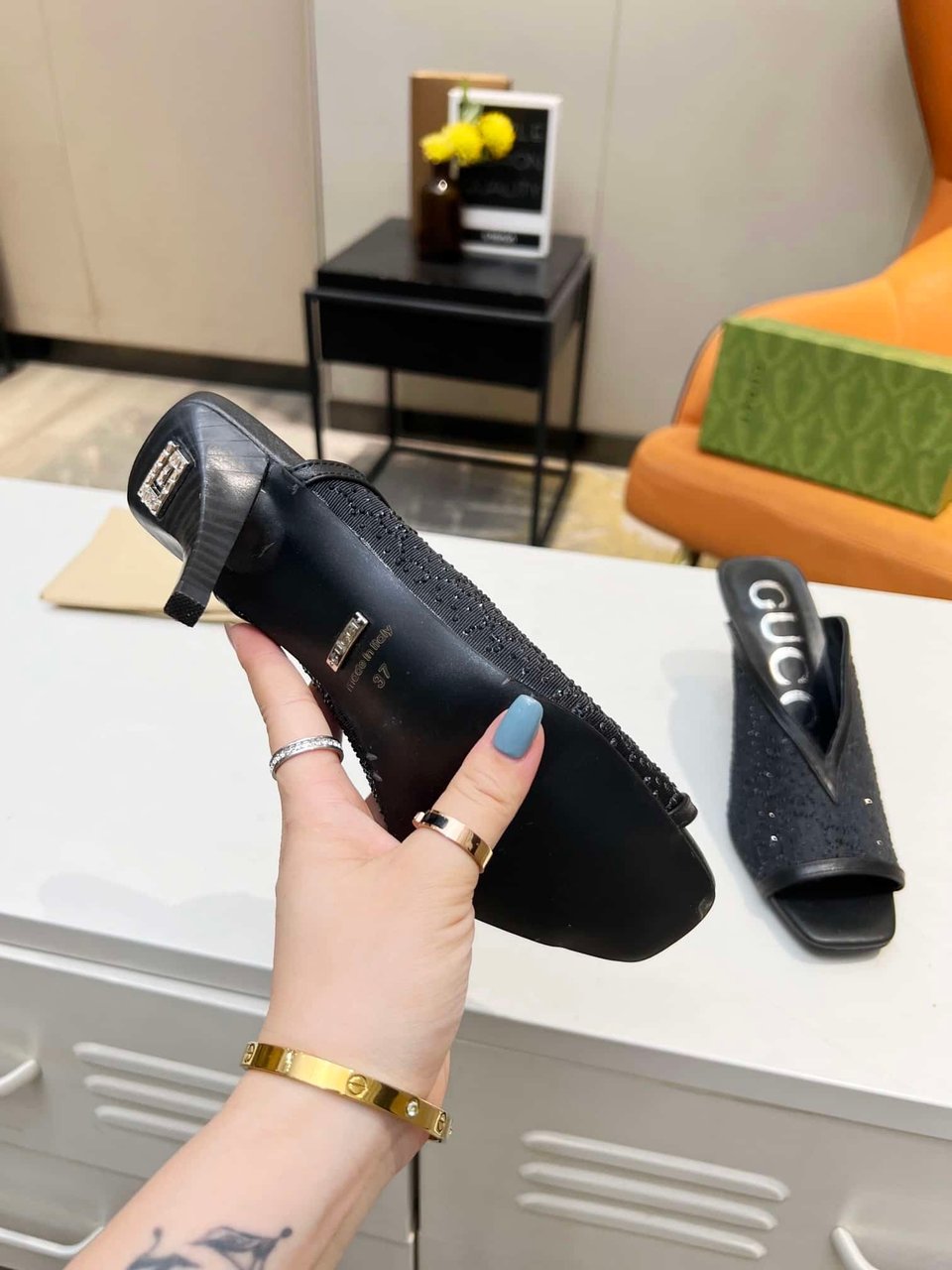 Gucci Black Gg Demi Embellished Black view 3