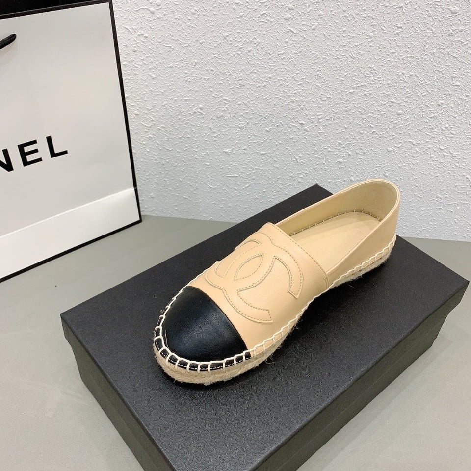 Chanel Cc Espadrilles Slip On Sheepskin Beige Black G29762 X01000 C0204 view 5