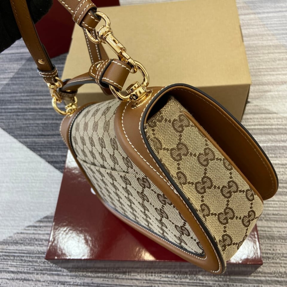 Gucci Blondie Small Top Handle Bag Brown Canvas view 7