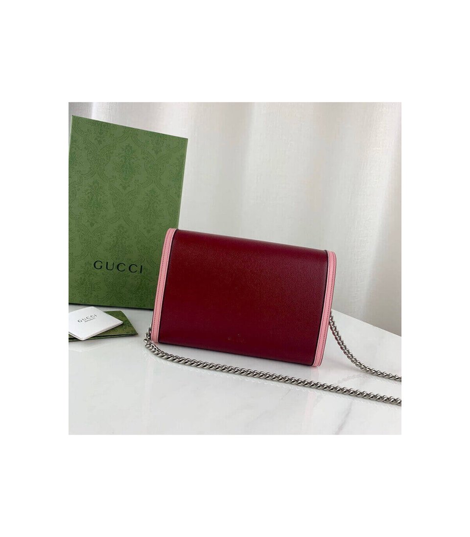 Gucci Dionysus Mini Chain Bag in Red and Pink Leather 20cm view 5
