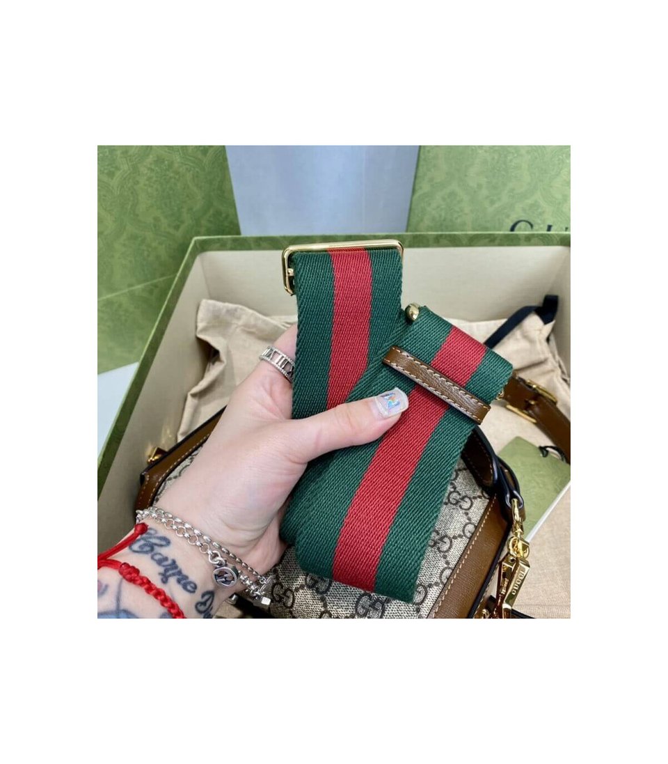 Gucci Horsebit 1955 Mini Bag in GG Supreme Brown view 16