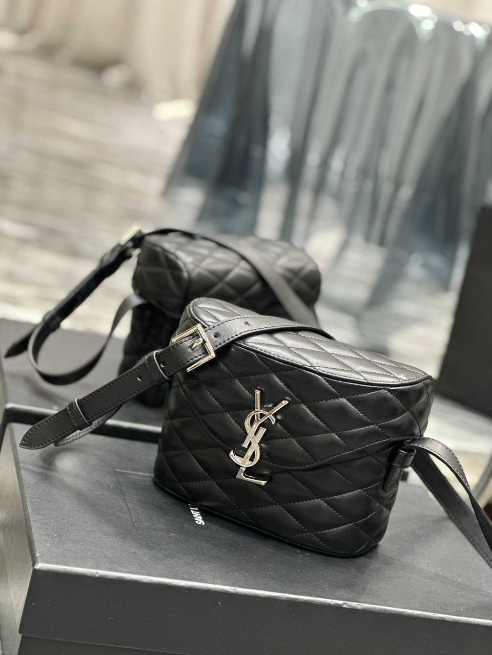 Saint Laurent June Box Bag In Quilted Black view 3