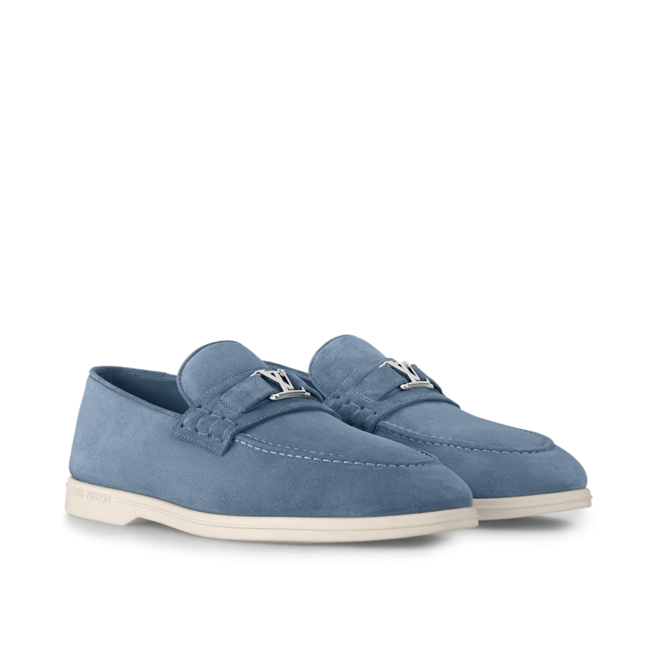 Louis Vuitton Blue Suede Loafers Buckle For Men view 2
