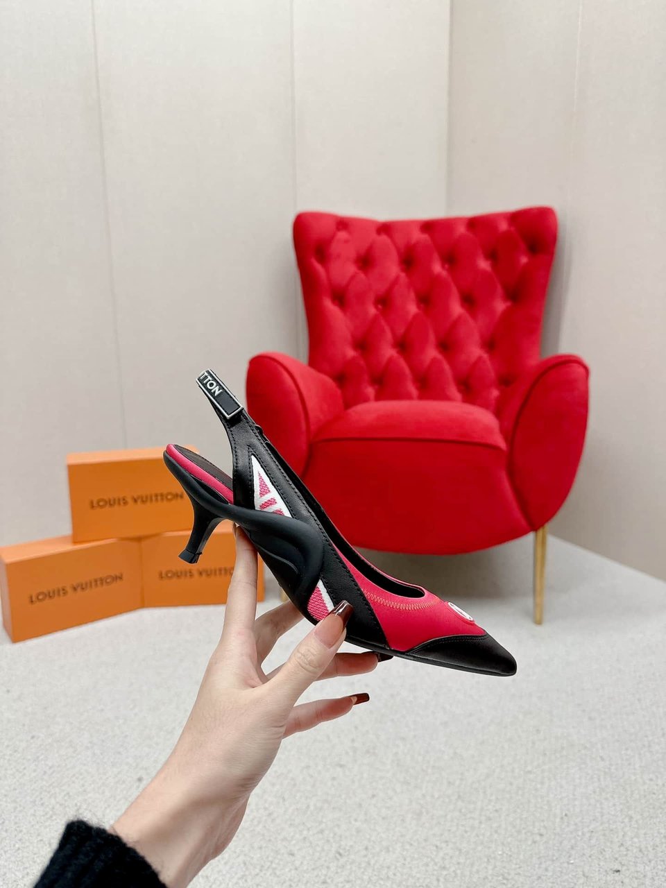 Louis Vuitton Archlight Slingback Pump Black And Pink view 6