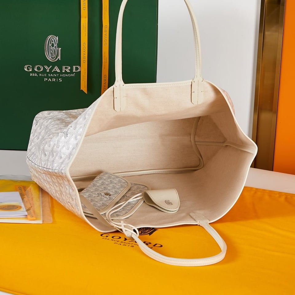 Goyard Saint Louis Pm 34Cm White Canvas Chevroches Calfskin view 9