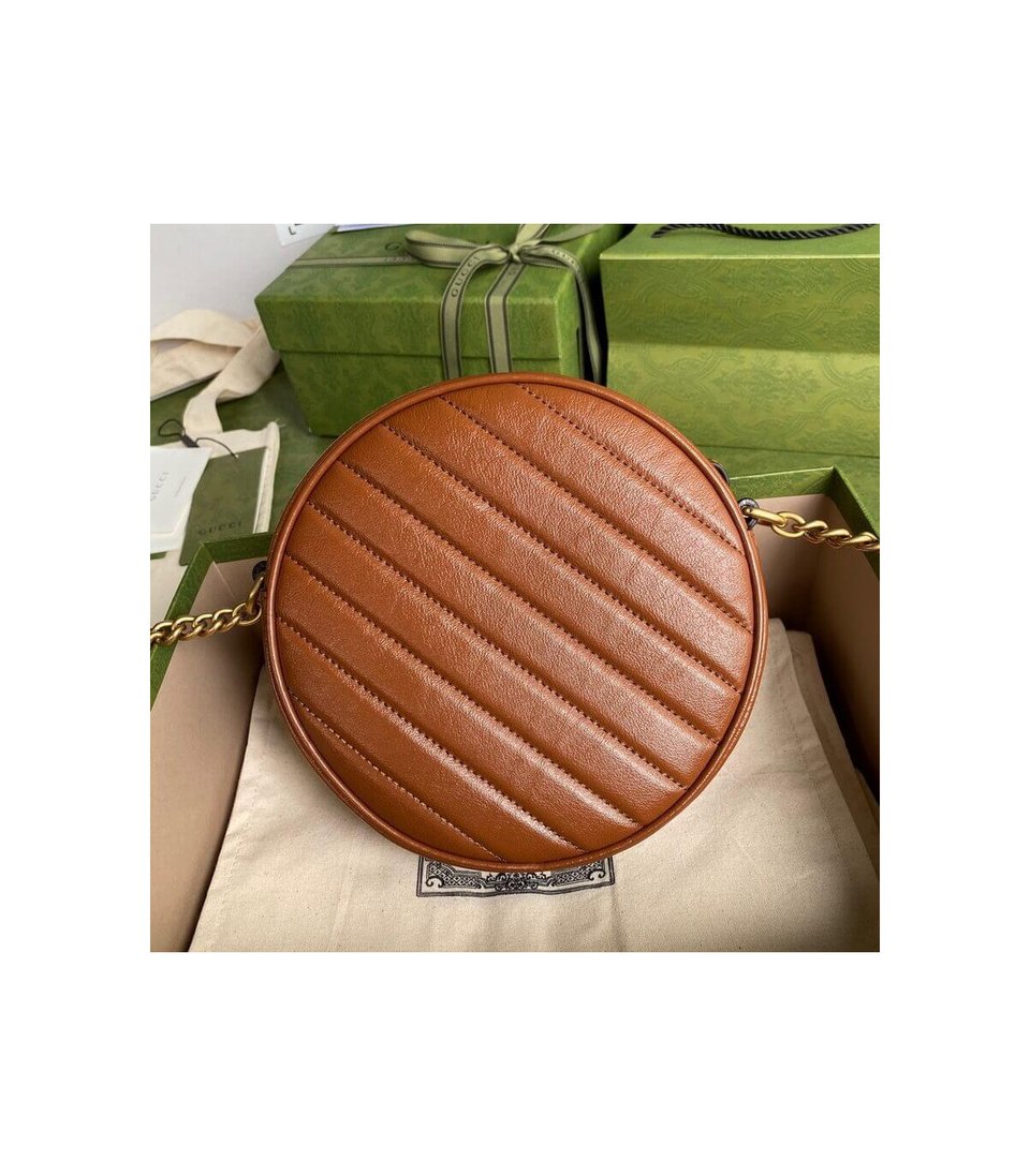 Gucci GG Marmont Mini Round Shoulder Bag Brown view 4