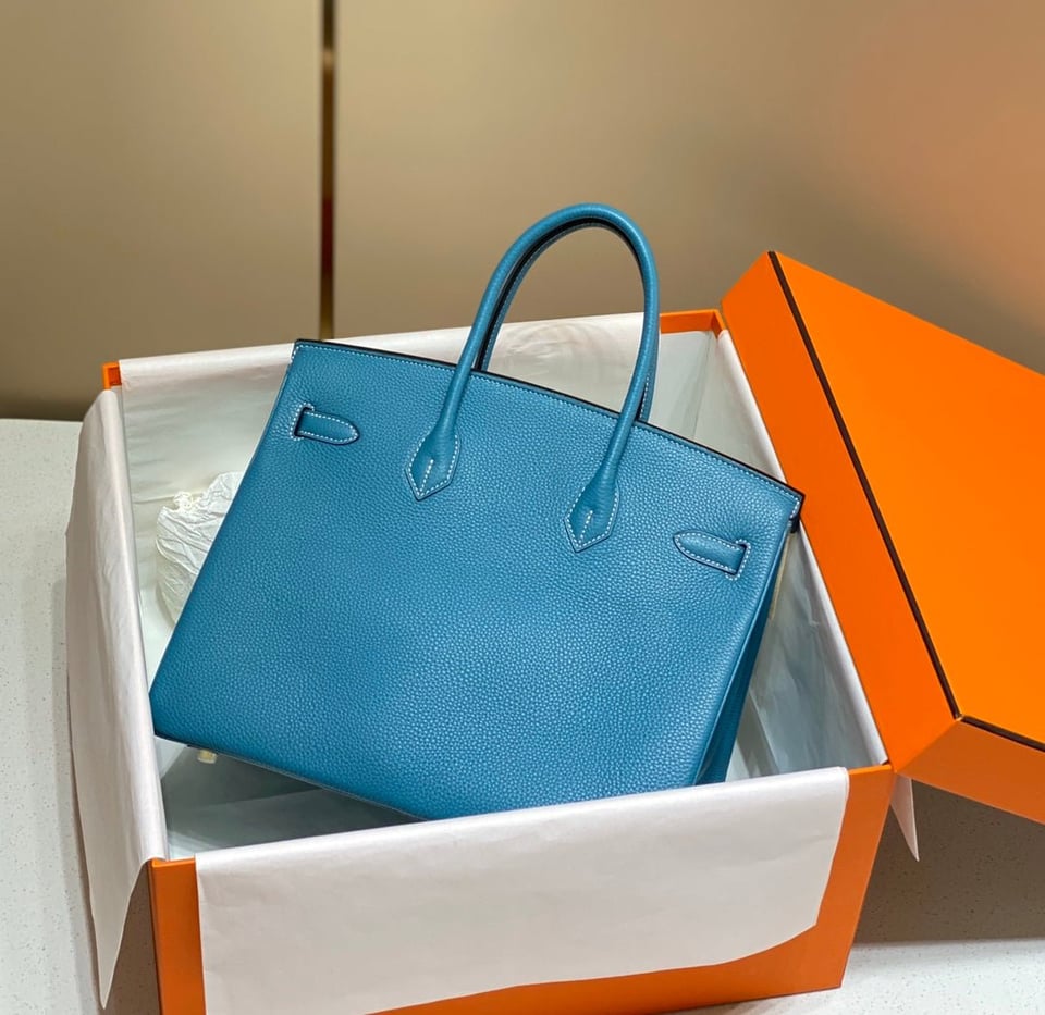 Hermes Birkin 35Cm Bag Cerulean Togo Gold Hardware view 5