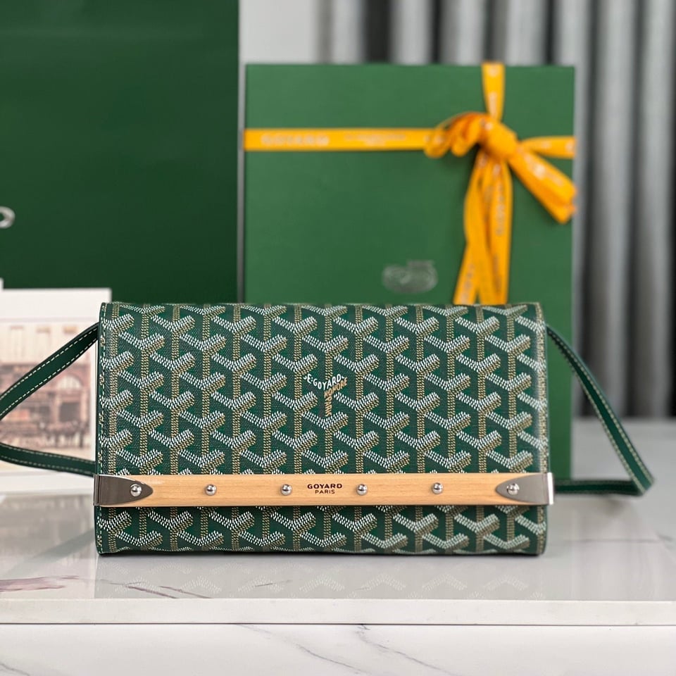 Goyard Monte-Carlo Pm Clutch 25cm Green Goyardine Canvas view 2