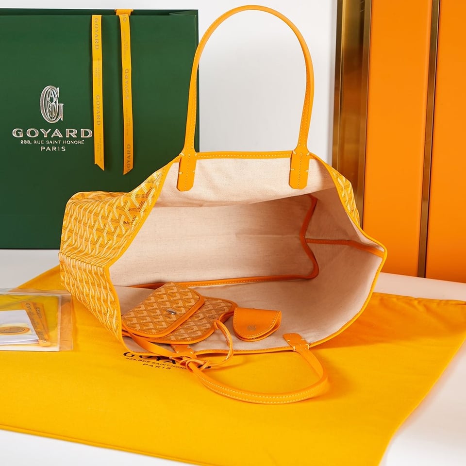 Goyard Saint Louis Pm 34Cm Yellow Canvas Chevroches Calfskin view 7