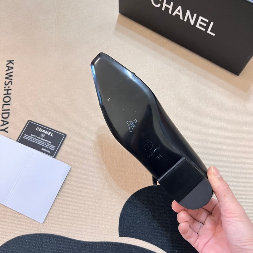 Chanel Square Toe Ballet Flats Black view 3