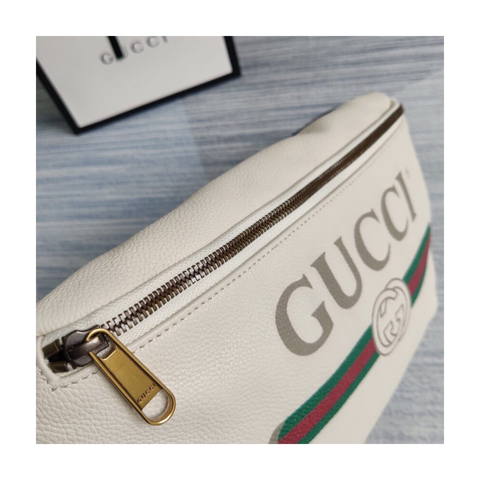 Gucci Print Leather Belt Bag White view 11