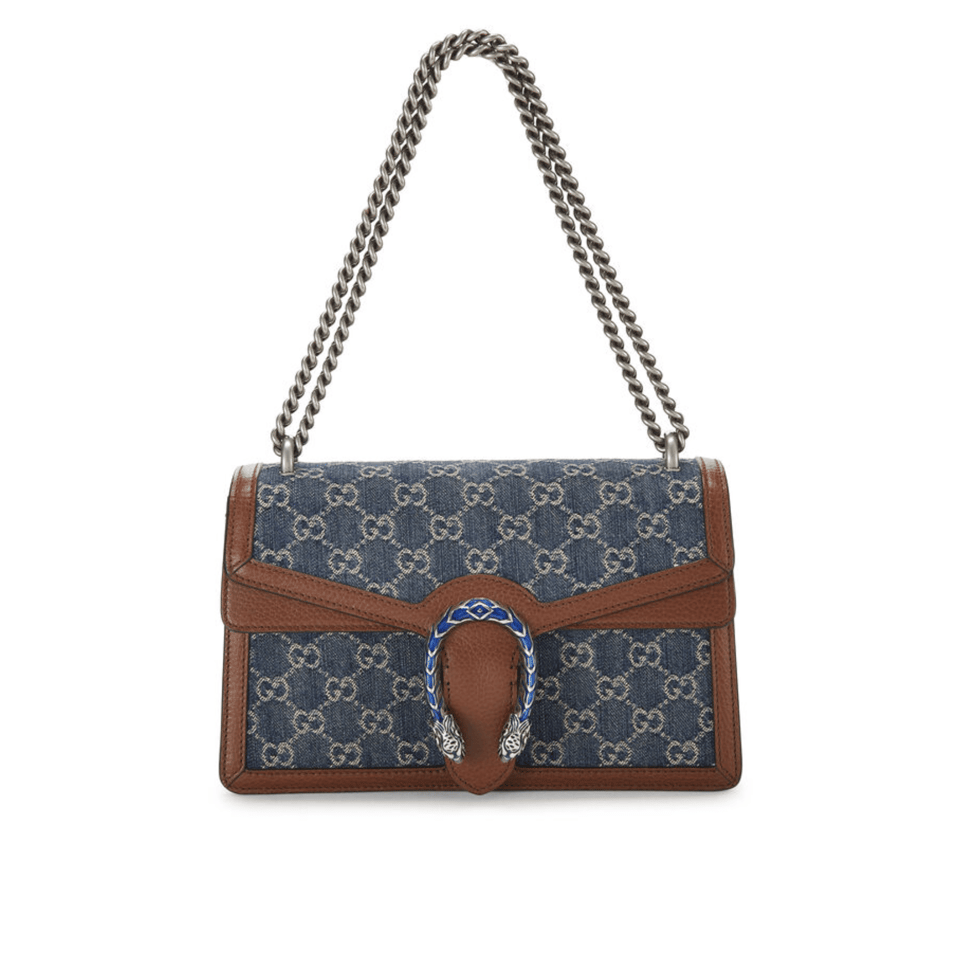 Gucci Small Dionysus Shoulder Bag in Blue Jacquard Denim 28cm view 2