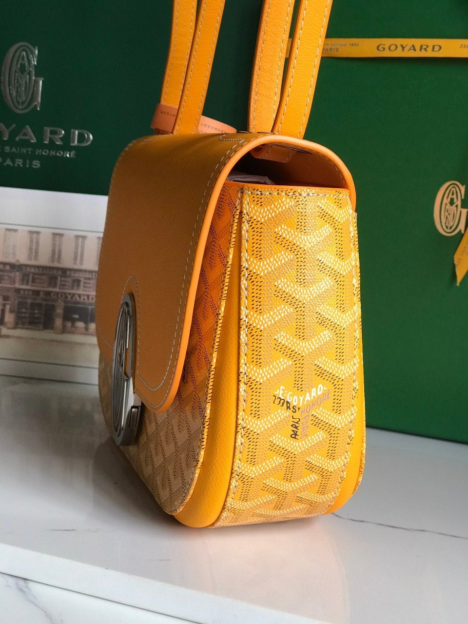 Goyard 233 Bag 25 Cm Yellow Calfskin And Goyardine Canvas view 10