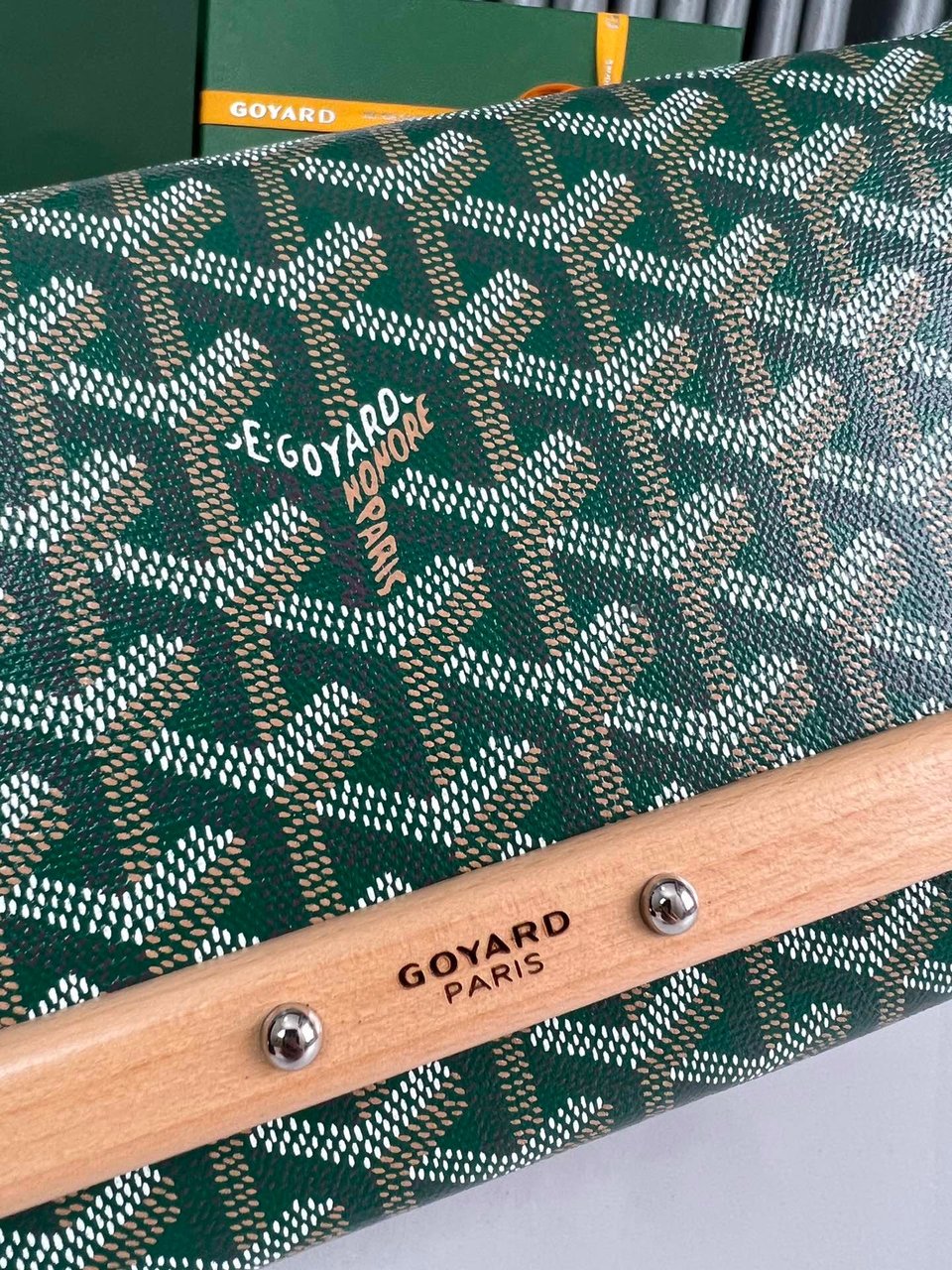 Goyard Monte-Carlo Pm Clutch 25cm Green Goyardine Canvas view 10