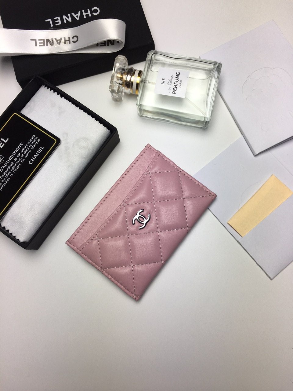 Chanel Card Holder 11.2 Baby Pink Calfskin Silver Icon view 5