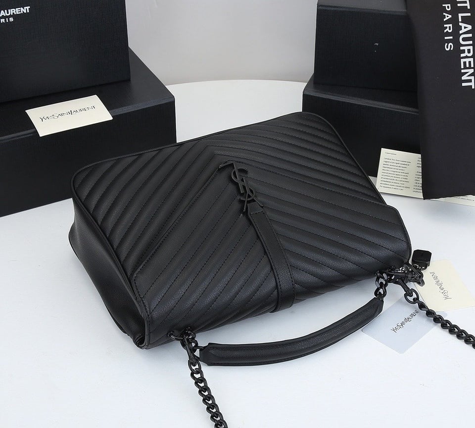 Saint Laurent College Large Chain Bag Black Tone Hardware 32Cm view 5