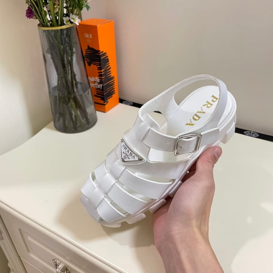 Prada Foam Rubber Sandals White 1X853M3Lkkf0009F055 view 5