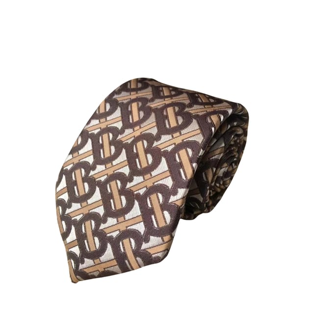 Burberry Brown Monogram Canvas Tie For Men