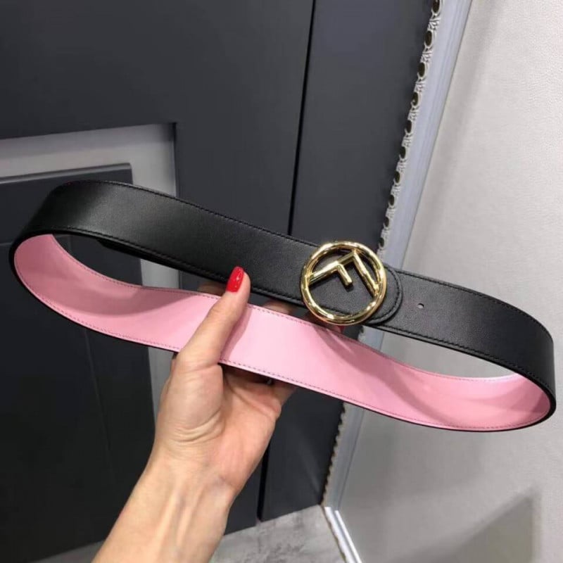 Fendi Reversible 40mm Round Buckle Belt 8C0579 Black / Pink view 6