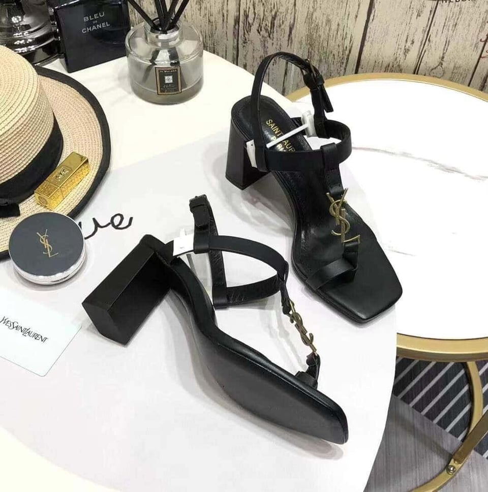 Saint Laurent Cassandra Leather Slingback Sandals Black 658198Dwett1000 view 9