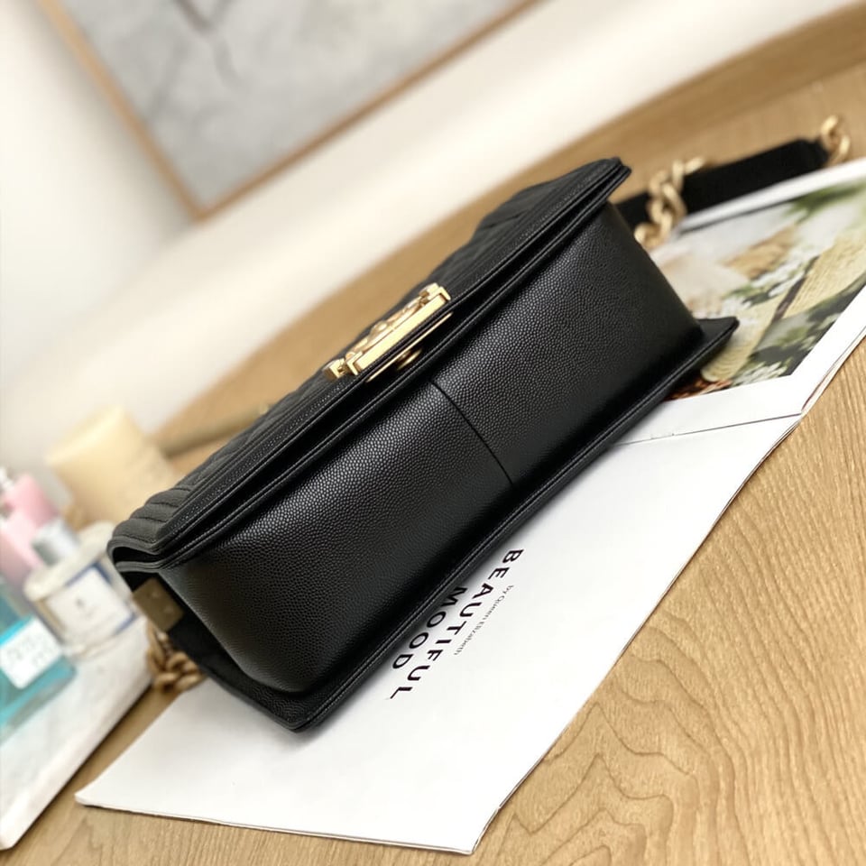 Chanel Le Boy Bag 25cm Black Caviar Leather view 11