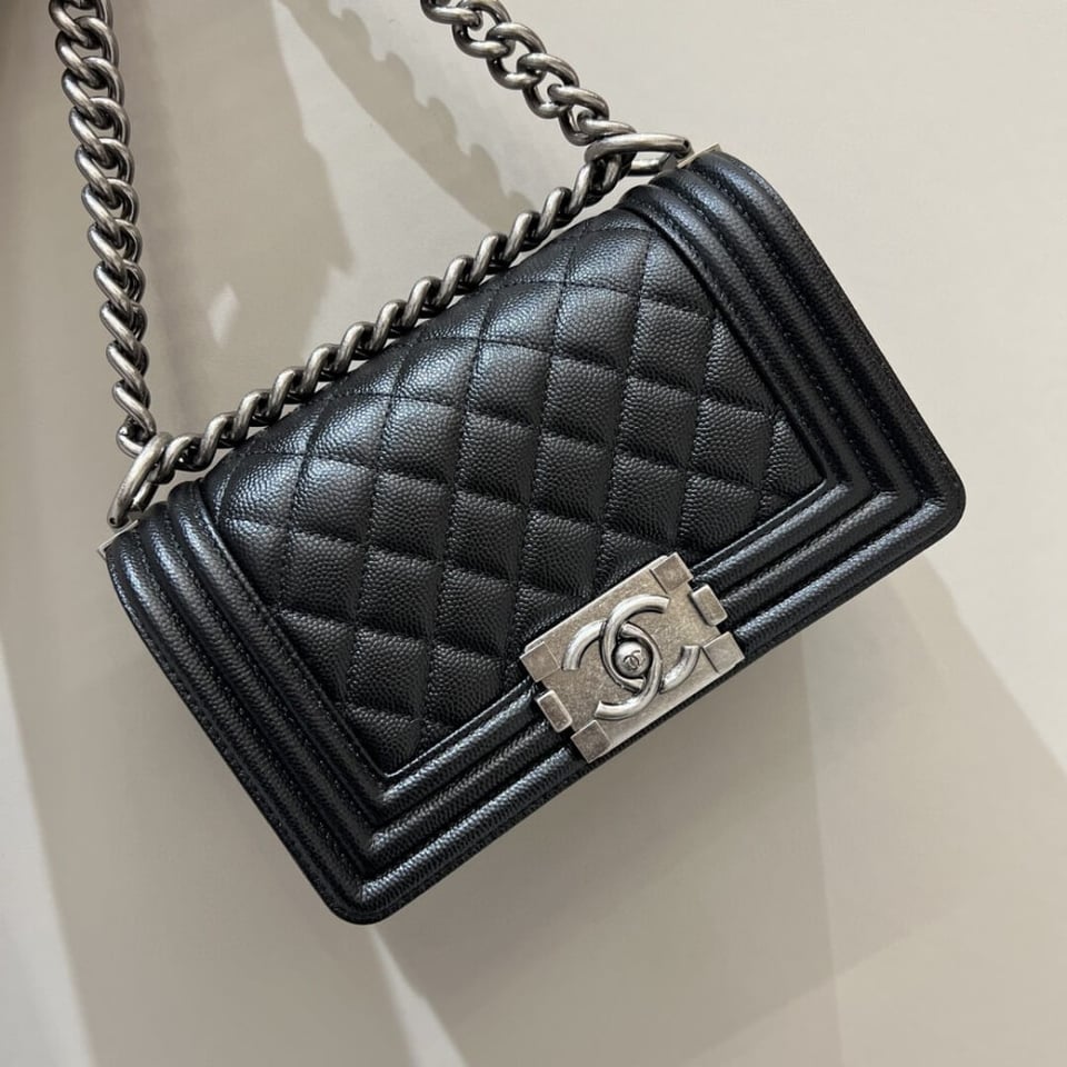 Chanel Le Boy Bag 20cm Black Caviar Leather view 6