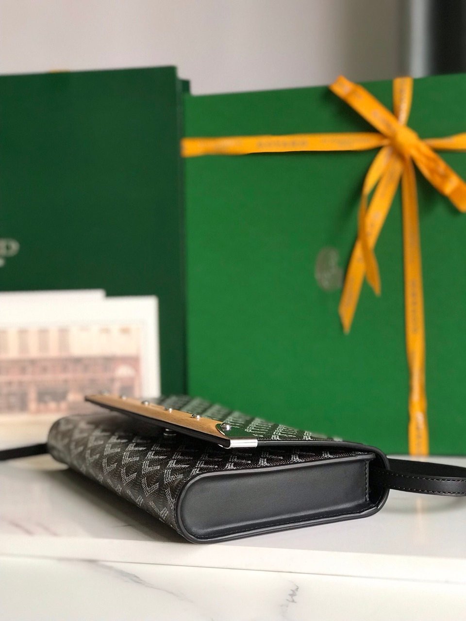 Goyard Monte-Carlo Pm Clutch 25 Cm Black Goyardine Canvas view 10