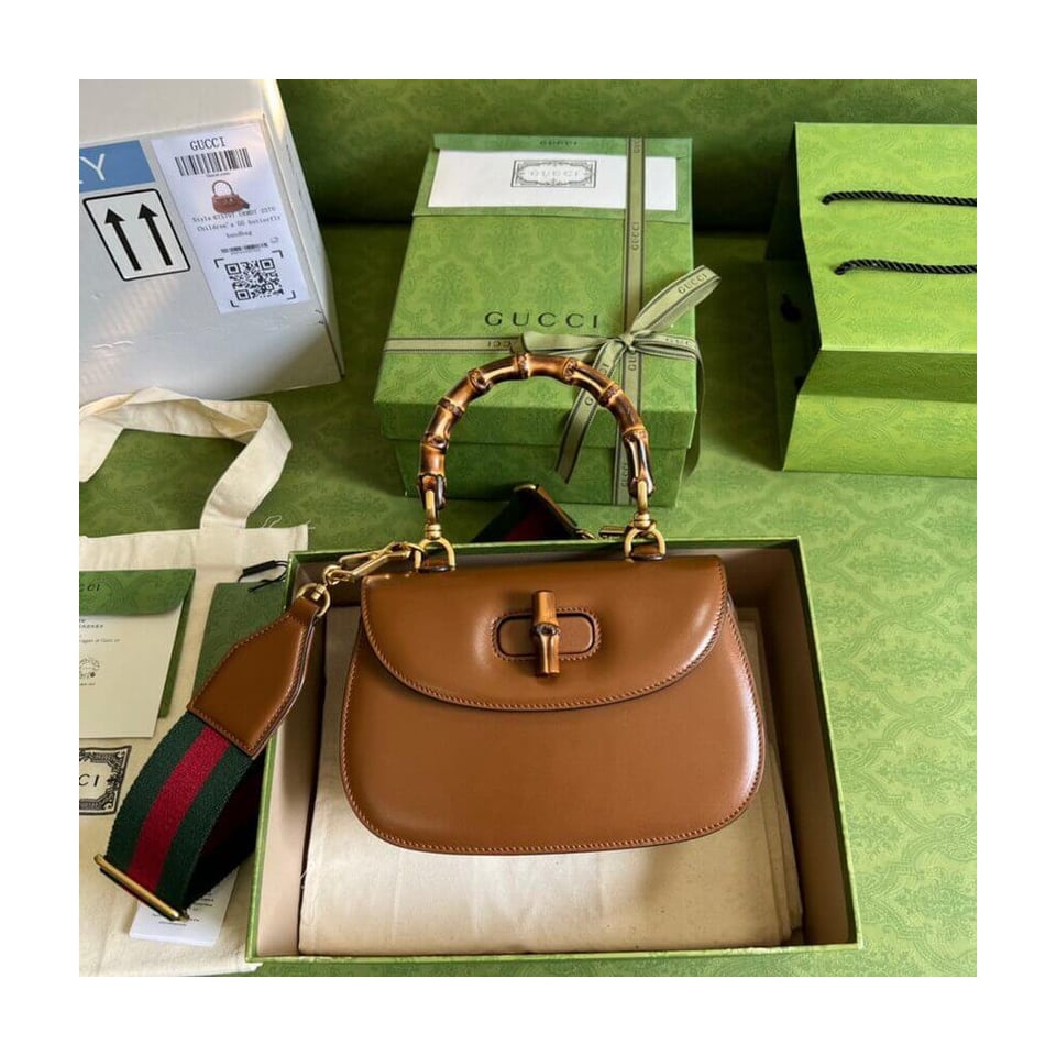 Gucci Small Top Handle Bag with Bamboo Cuir view 7