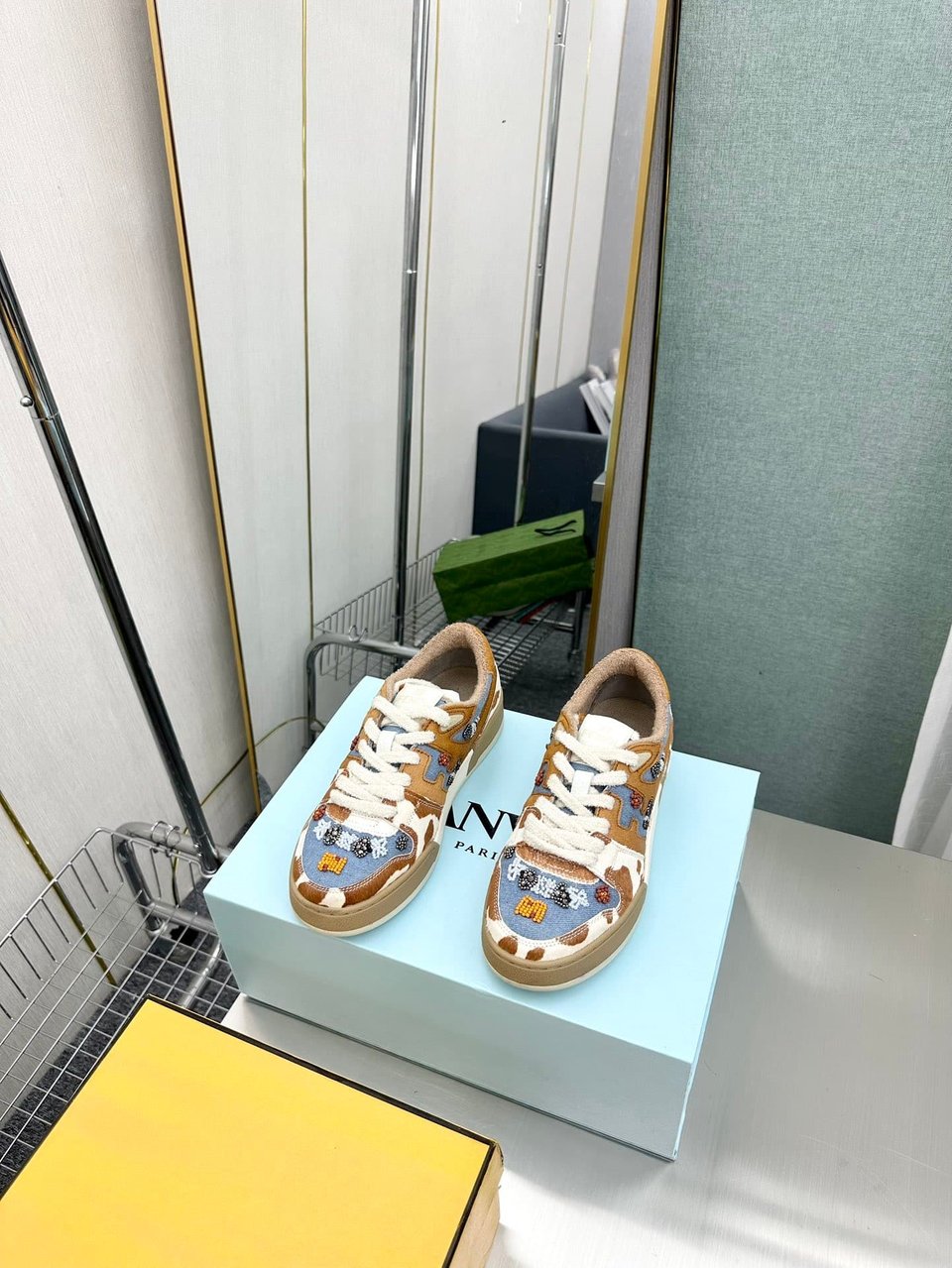 Fendi Match Suede Low Tops Brown And Blue view 10
