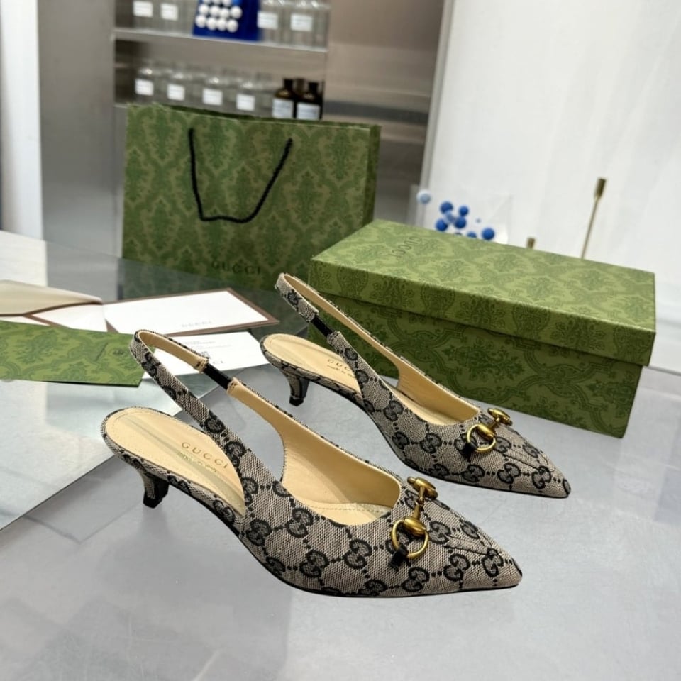 Gucci Women’S Horsebit Slingback Pump Beige And Blue 782627 2Hk80 4041 view 3