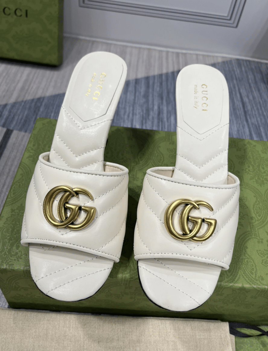 Gucci Marmont Double G Leather Mules White 674839 Bko00 1000 view 5